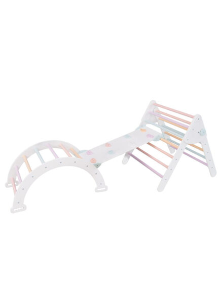 Houten klimrek 3-delig | Wit/pastel