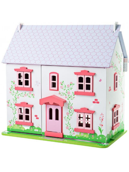 Houten poppenhuis | Roze/wit