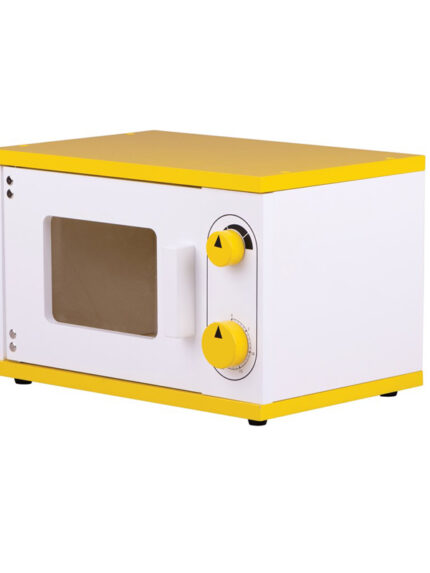 Houten magnetron | Wit/geel