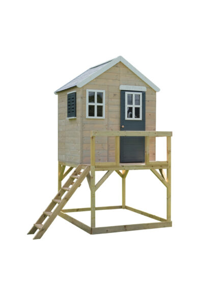 Speelhuis grijs op palen met deur en ramen | 160 x 190 x 244cm