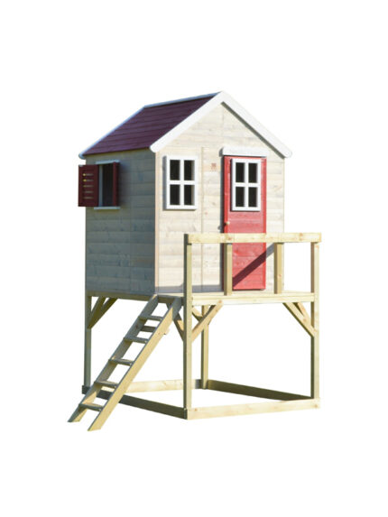 Speelhuis rood op palen met deur en ramen | 160 x 190 x 244cm